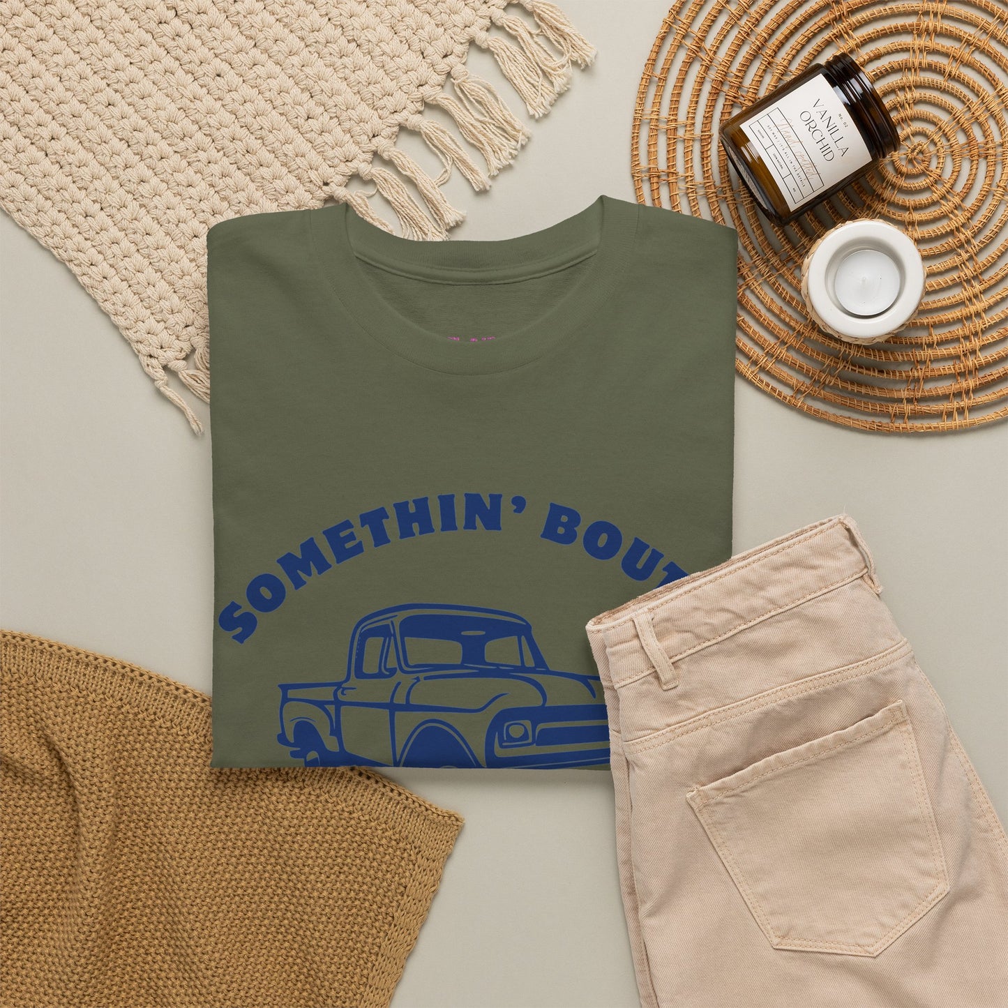 Somethin' Bout a Truck - Navy Pickup // Unisex Heavy Cotton Tee - Perfect for Truck Lovers