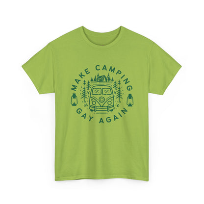 Make Camping Gay Again // Unisex Heavy Cotton Tee - Fun Outdoor Pride Shirt