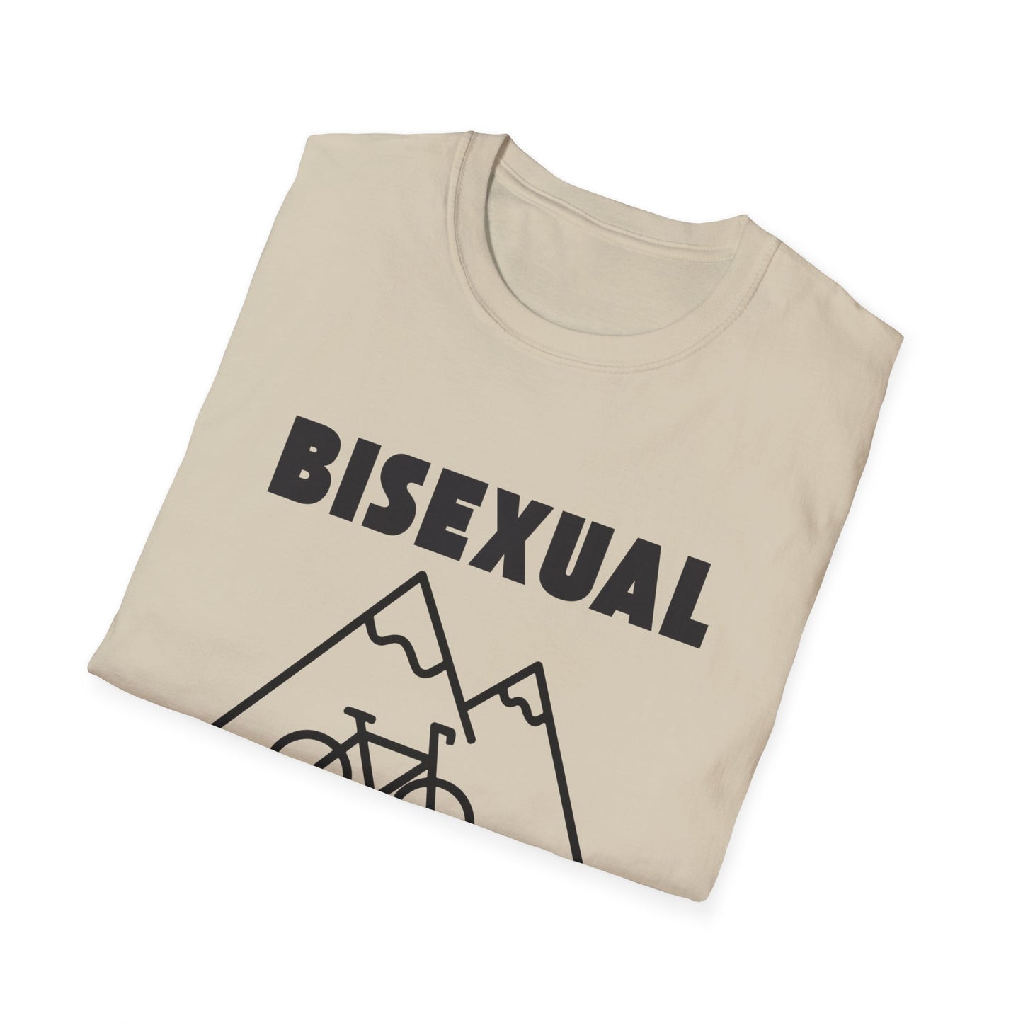 Bisexual (Mountain) Bicyclist  // Unisex Softstyle T-Shirt