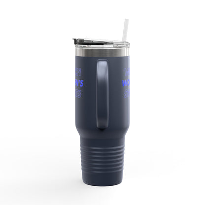 Watch Women's Sports // Insulated Travel Mug, 40oz - Blue Text