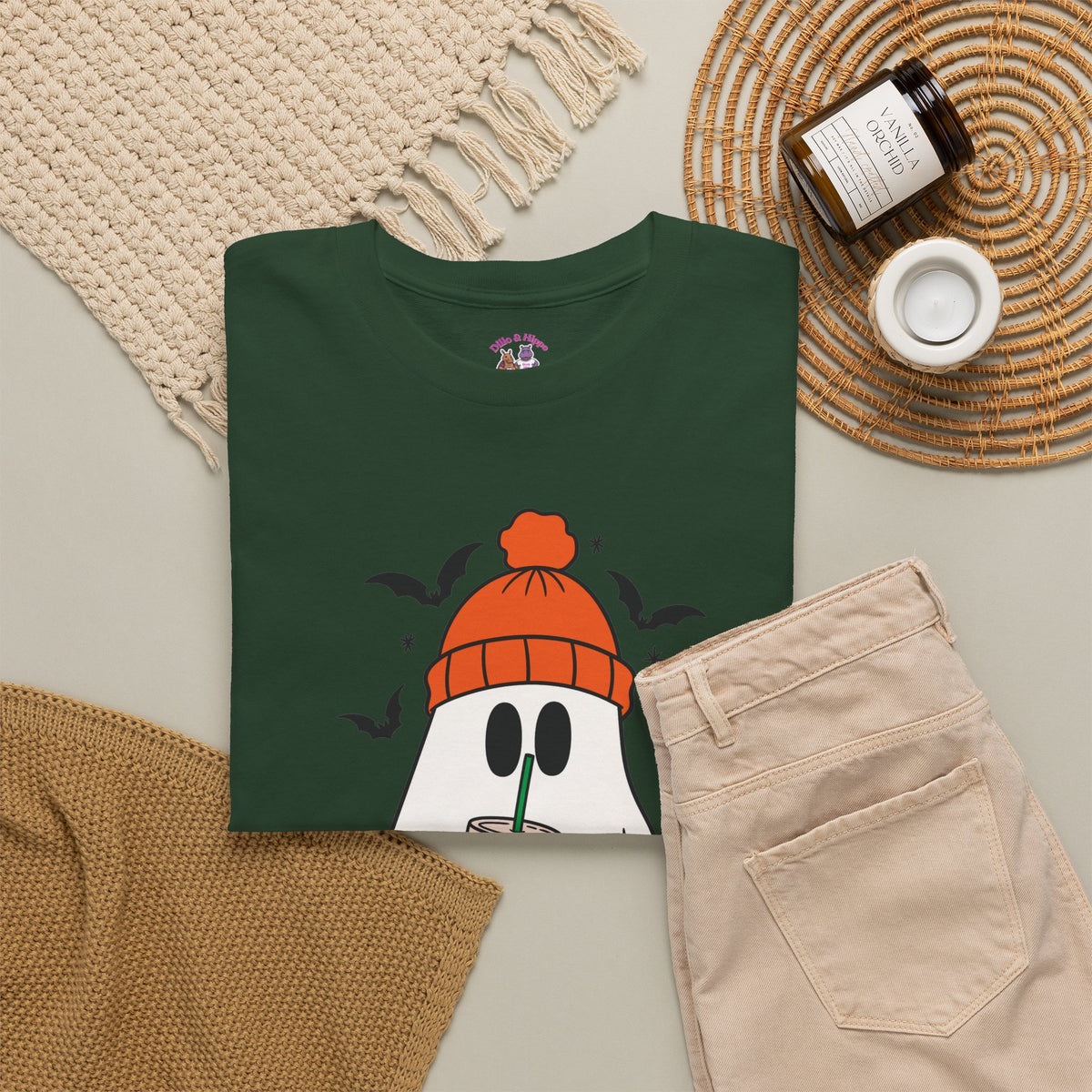 Ghostly Chill Unisex Heavy Cotton Tee, Halloween Shirt, Casual Wear, Fall Fashion, Cute Ghost Tee, Spooky Vibes