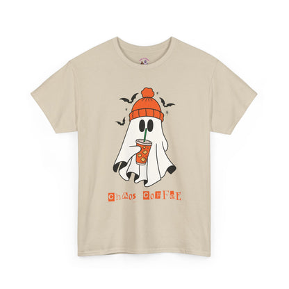 Ghostly Chill Unisex Heavy Cotton Tee, Halloween Shirt, Casual Wear, Fall Fashion, Cute Ghost Tee, Spooky Vibes