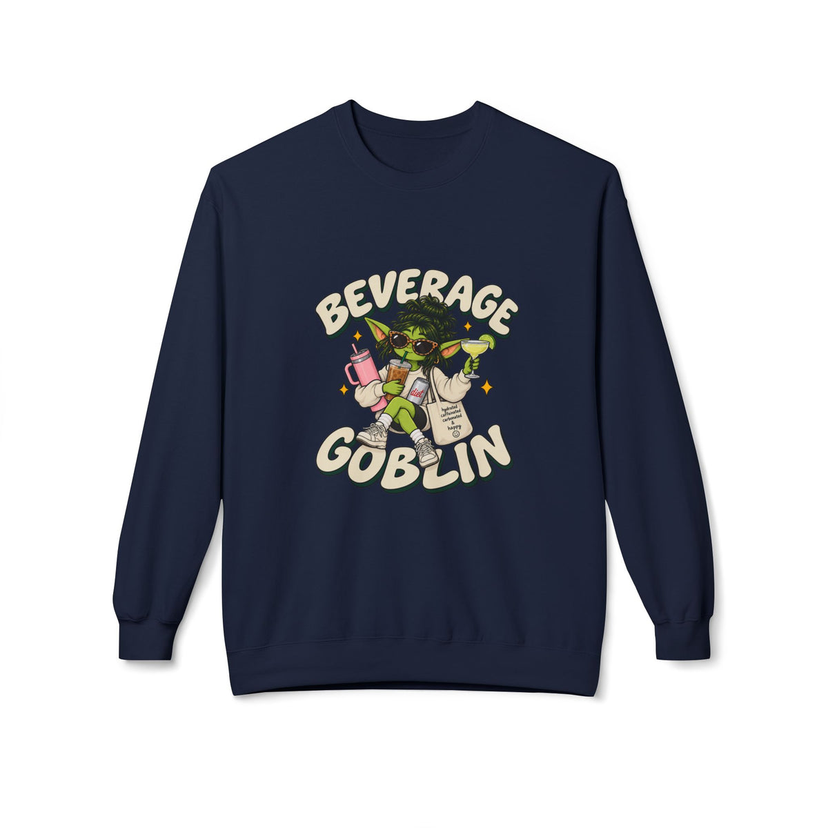 Beverage Goblin T-Shirt — Cute Retro Drink Lover Crew Neck Sweatshirt
