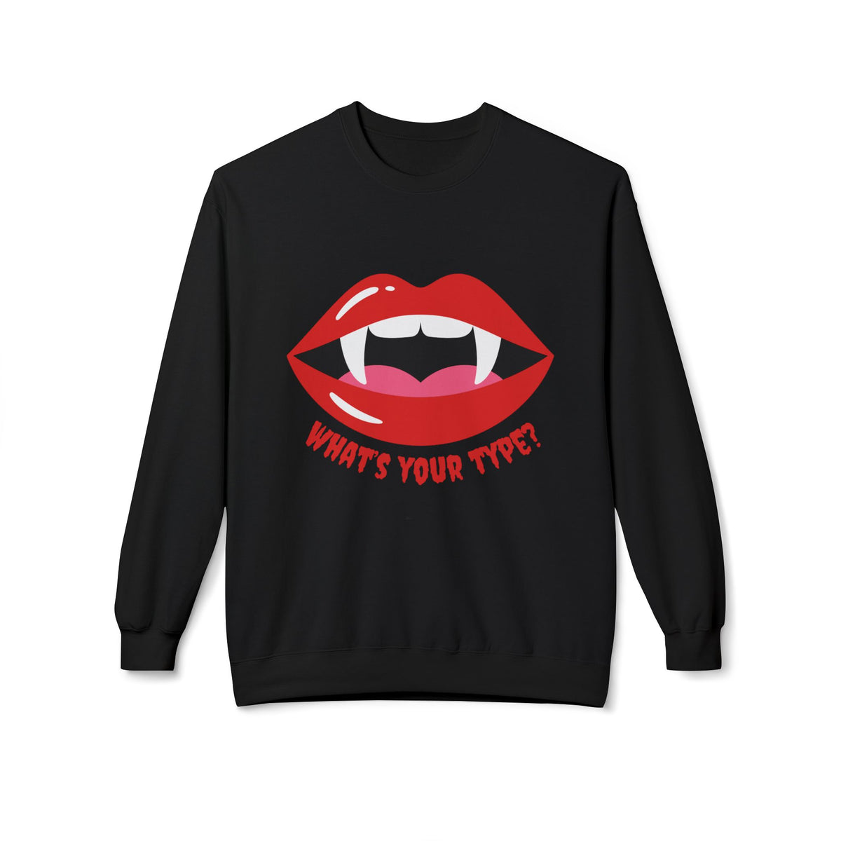 Vampire Lips Crewneck: Unisex Heavy Cotton Sweatshirt for Halloween, Party, Gift, Funny T-Shirt, Casual Wear, Trendy Fashion