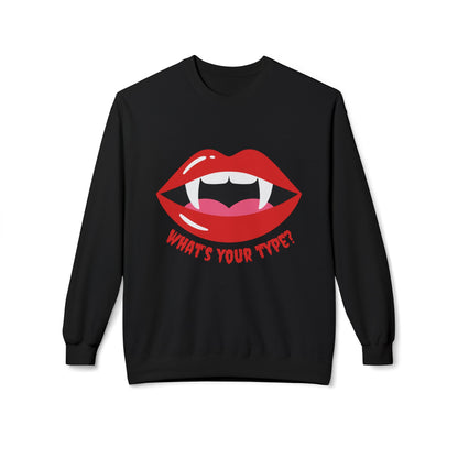 Vampire Lips Crewneck: Unisex Heavy Cotton Sweatshirt for Halloween, Party, Gift, Funny T-Shirt, Casual Wear, Trendy Fashion