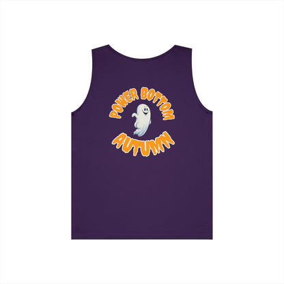 Power Bottom Autumn - White Ghost // Unisex Heavy Cotton Ghost Theme Tank Top - Fall Vibes
