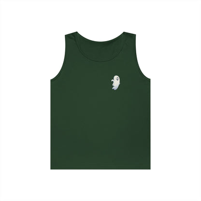 Power Bottom Autumn - White Ghost // Unisex Heavy Cotton Ghost Theme Tank Top - Fall Vibes