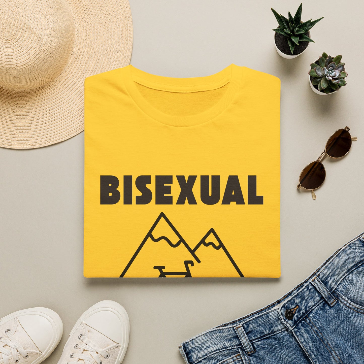 Bisexual (Mountain) Bicyclist  // Unisex Softstyle T-Shirt