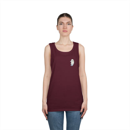 Power Bottom Autumn - White Ghost // Unisex Heavy Cotton Ghost Theme Tank Top - Fall Vibes