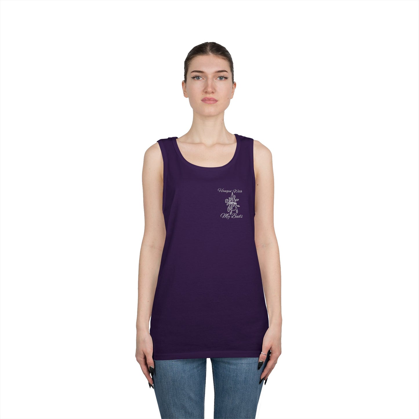 Hangin' With My Buds // Happy Plant Lover Unisex Heavy Cotton Tank Top - Perfect for Gardening Enthusiasts