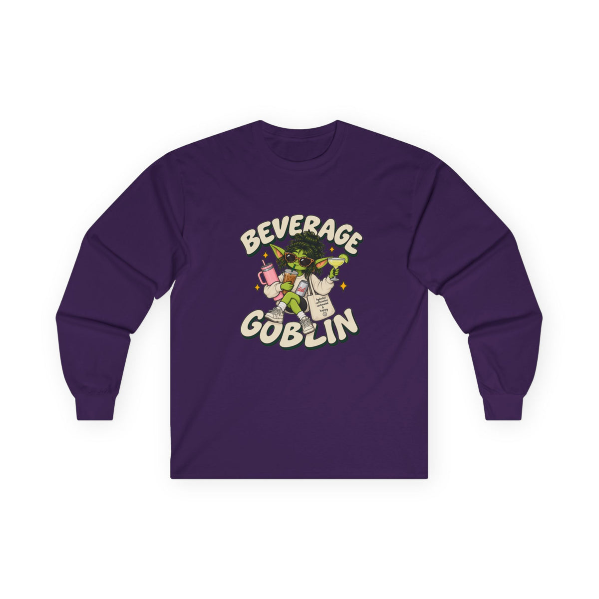 Beverage Goblin Long Sleeve T-Shirt — Cute Retro Drink Lover Tee