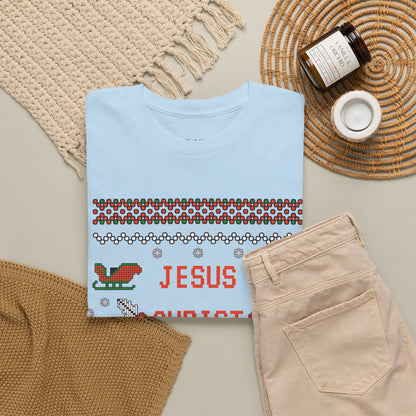 Funny Christmas Tee: "Jesus Christ Already Chill" Unisex Heavy Cotton Shirt