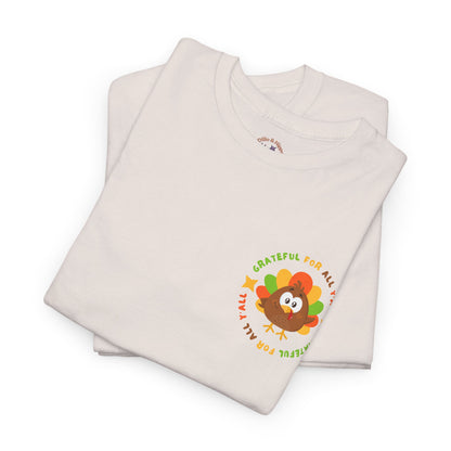 Grateful for All Y'all with Turkey // Pocket Placement // Unisex Jersey Short Sleeve Tee