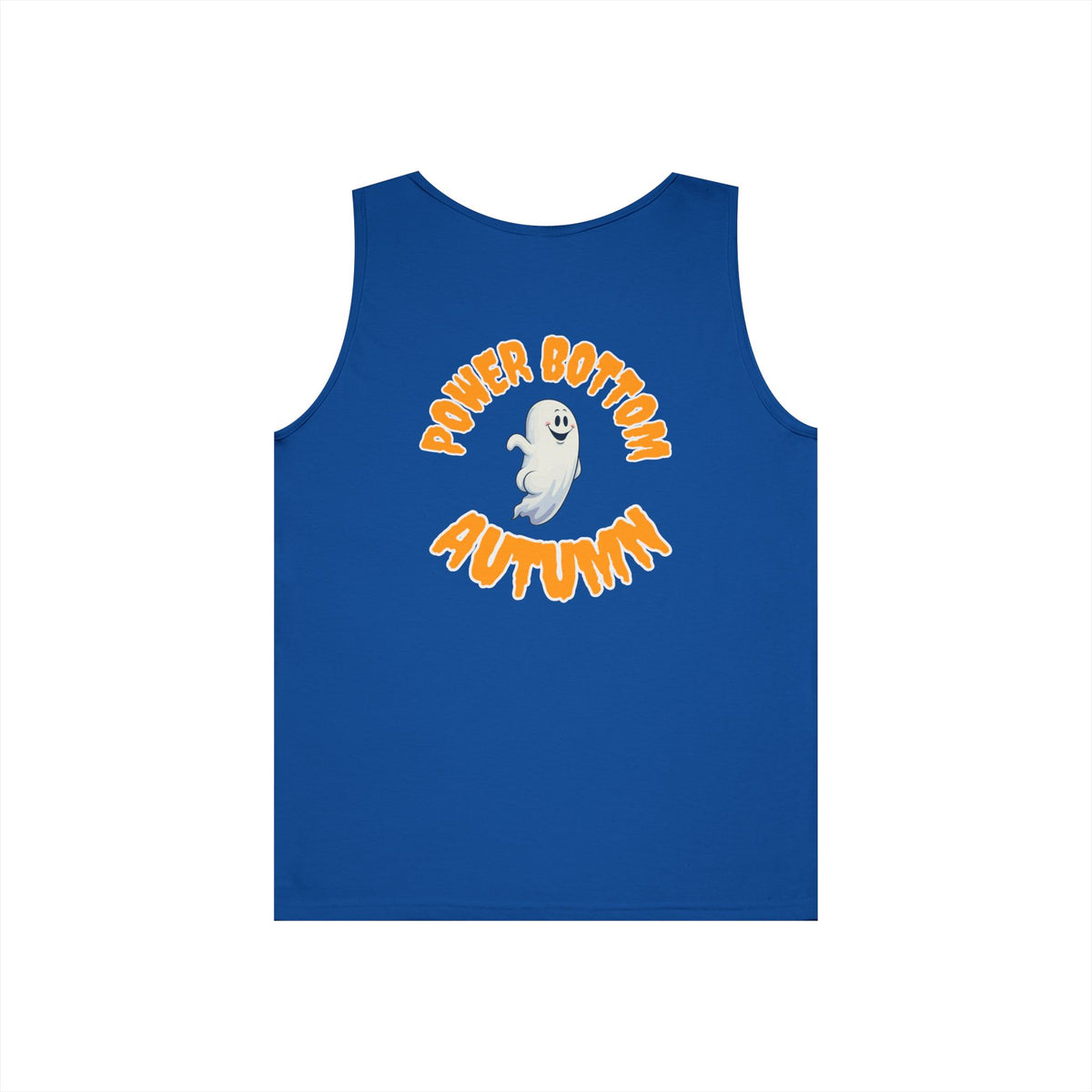 Power Bottom Autumn - White Ghost // Unisex Heavy Cotton Ghost Theme Tank Top - Fall Vibes