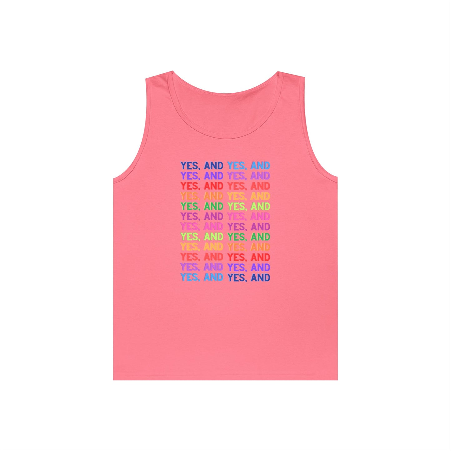 Improv, "Yes, And" // Positive Vibes Unisex Cotton Tank Top - Colorful 'YES' Design