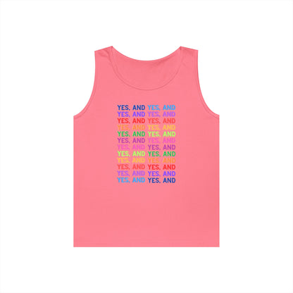 Improv, "Yes, And" // Positive Vibes Unisex Cotton Tank Top - Colorful 'YES' Design