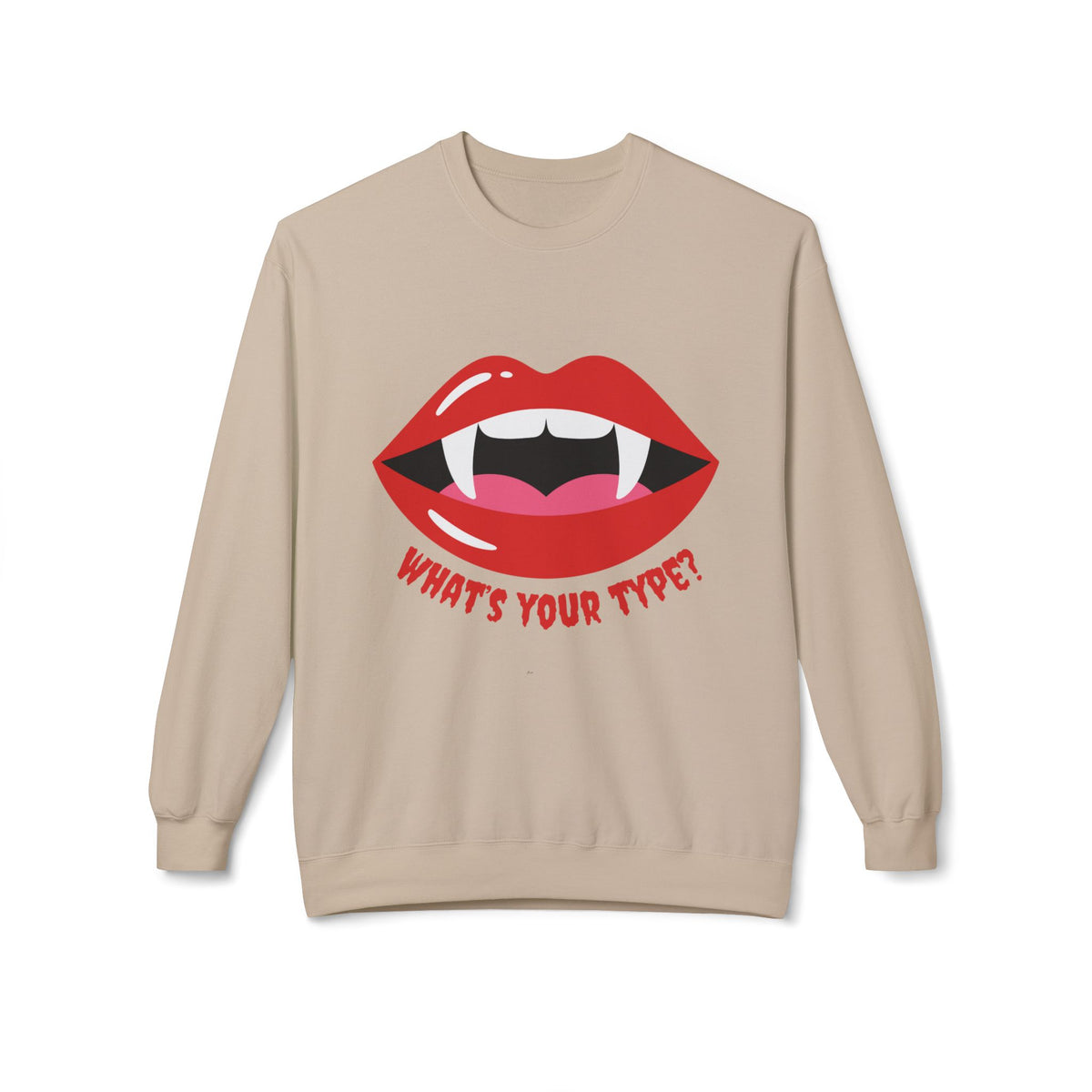 Vampire Lips Crewneck: Unisex Heavy Cotton Sweatshirt for Halloween, Party, Gift, Funny T-Shirt, Casual Wear, Trendy Fashion