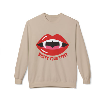 Vampire Lips Crewneck: Unisex Heavy Cotton Sweatshirt for Halloween, Party, Gift, Funny T-Shirt, Casual Wear, Trendy Fashion