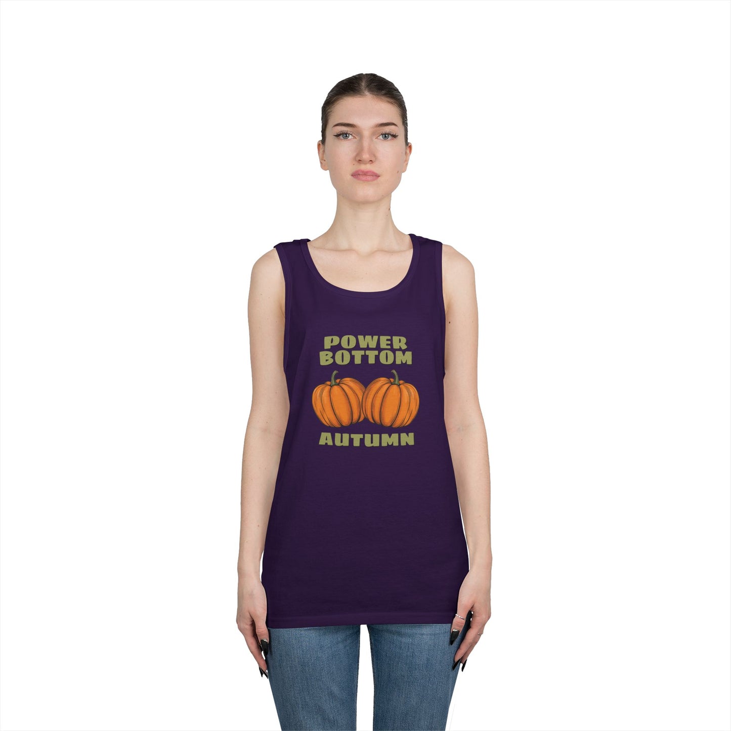 Power Bottom Autumn - Pumpkins // Unisex Heavy Cotton Tank Top - Fall Vibes