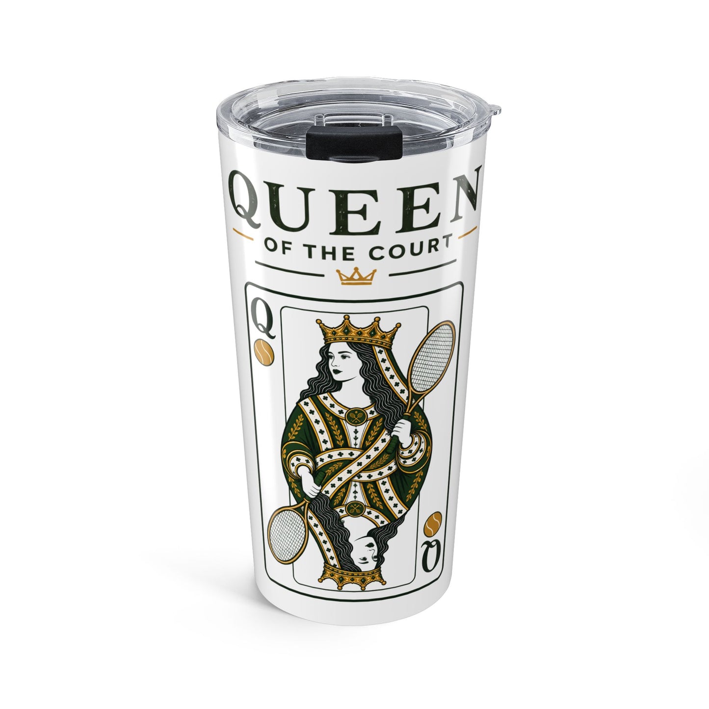 Tennis- Queen of the Court - Vintage Playing Card -  Tumbler - 20oz Insulated Travel Cup