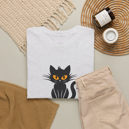 Black Cat with Sign //  Unisex Heavy Cotton Tee