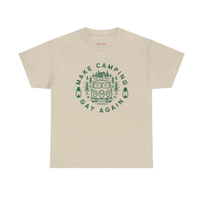 Make Camping Gay Again // Unisex Heavy Cotton Tee - Fun Outdoor Pride Shirt