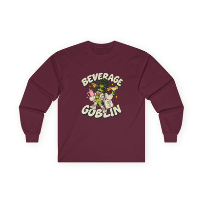 Beverage Goblin Long Sleeve T-Shirt — Cute Retro Drink Lover Tee