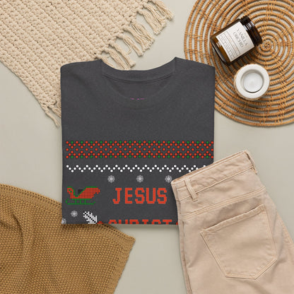 Funny Christmas Tee: "Jesus Christ Already Chill" Unisex Heavy Cotton Shirt