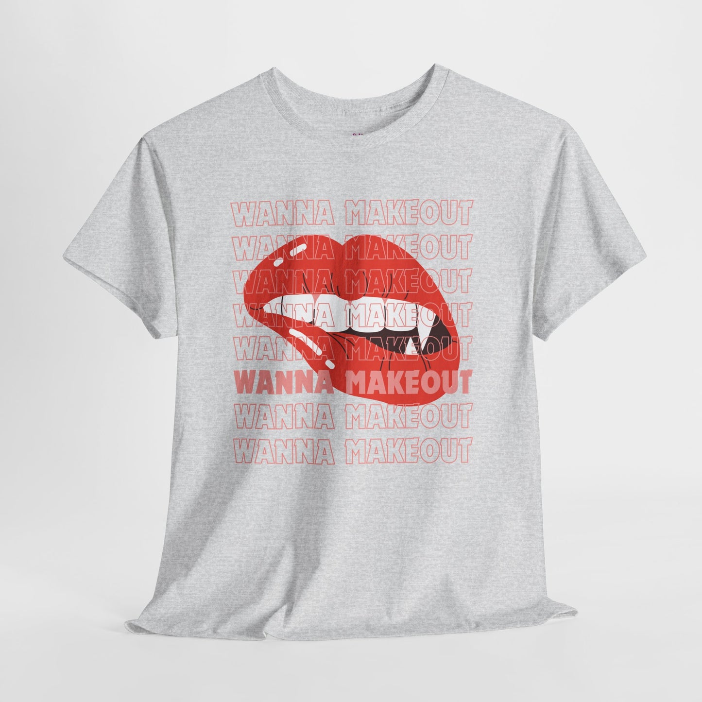 Unisex Heavy Cotton Tee - 'Wanna Makeout' Graphic Tee, Trendy Casual Wear, Perfect for Parties, Fun Couple's Tee