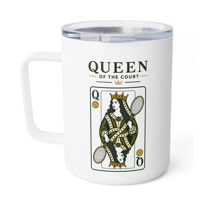 Tennis- Queen of the Court - Vintage Playing Card -  10oz Insulated Coffee Mug
