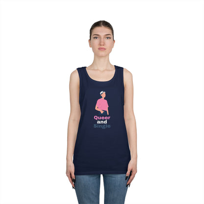 Queer and Single // Unisex Heavy Cotton Tank Top
