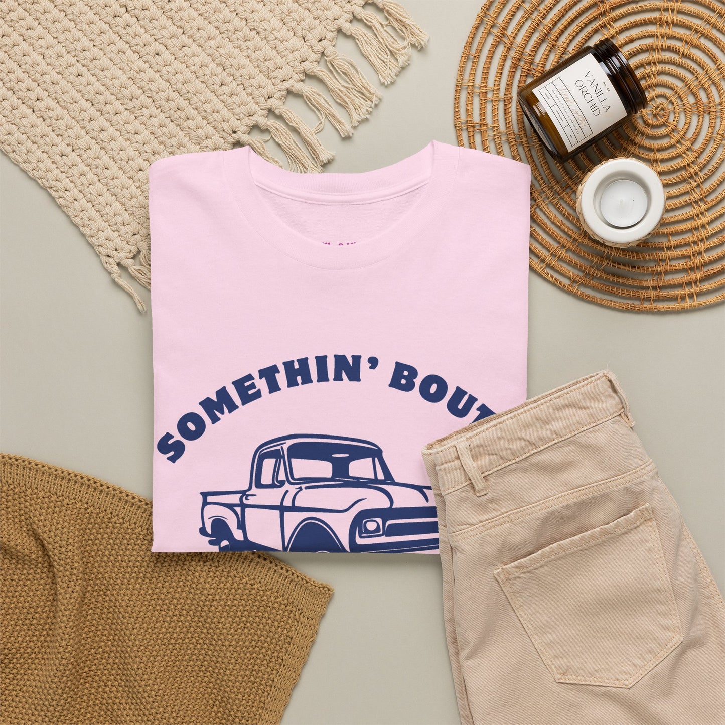 Somethin' Bout a Truck - Navy Pickup // Unisex Heavy Cotton Tee - Perfect for Truck Lovers